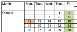 District School Academic Calendar for Douglas High (ALTER.) for October 2026
