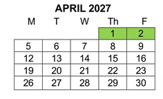 District School Academic Calendar for La Merced Intermediate for April 2027