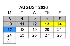 District School Academic Calendar for La Merced Intermediate for August 2026