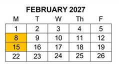 District School Academic Calendar for La Merced Intermediate for February 2027