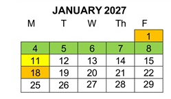 District School Academic Calendar for La Merced Intermediate for January 2027