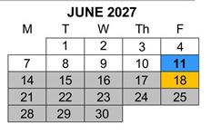 District School Academic Calendar for La Merced Intermediate for June 2027