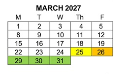District School Academic Calendar for La Merced Intermediate for March 2027