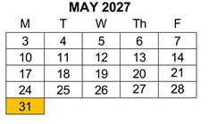 District School Academic Calendar for La Merced Intermediate for May 2027
