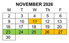 District School Academic Calendar for La Merced Intermediate for November 2026
