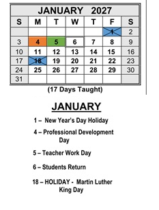 District School Academic Calendar for Colton (walter) Middle for January 2027