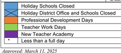 District School Academic Calendar Legend for Colton (walter) Middle
