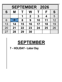 District School Academic Calendar for Colton (walter) Middle for September 2026