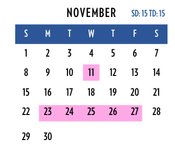 District School Academic Calendar for Southlawn Middle School for November 2026