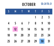 District School Academic Calendar for Southlawn Middle School for October 2026