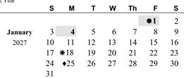 District School Academic Calendar for Arroyo West Elementary for January 2027