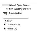 District School Academic Calendar Legend for Arroyo West Elementary