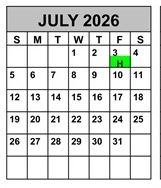 District School Academic Calendar for Advent Academy for July 2026