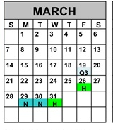 District School Academic Calendar for Advent Academy for March 2027