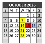 District School Academic Calendar for Route 66 Elementary for October 2026