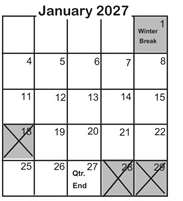 District School Academic Calendar for Mounds View Bridges Program for January 2027