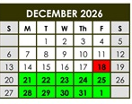 District School Academic Calendar for Descanso Elementary for December 2026