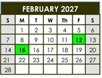 District School Academic Calendar for Descanso Elementary for February 2027
