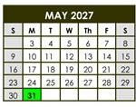 District School Academic Calendar for Descanso Elementary for May 2027
