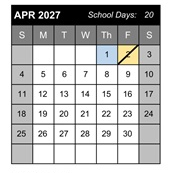 District School Academic Calendar for Yokley (grace) Elementary for April 2027