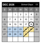District School Academic Calendar for Yokley (grace) Elementary for December 2026