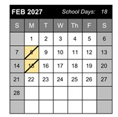 District School Academic Calendar for Yokley (grace) Elementary for February 2027