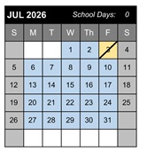 District School Academic Calendar for Yokley (grace) Elementary for July 2026