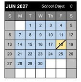 District School Academic Calendar for Yokley (grace) Elementary for June 2027