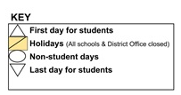 District School Academic Calendar Legend for Yokley (grace) Elementary