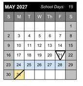 District School Academic Calendar for Yokley (grace) Elementary for May 2027