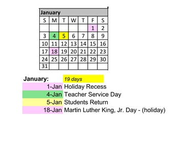 District School Academic Calendar for Huff (frank L.) Elementary for January 2027