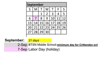 District School Academic Calendar for Huff (frank L.) Elementary for September 2026