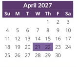 District School Academic Calendar for Murray Adult Transition for April 2027