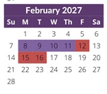District School Academic Calendar for Murray Adult Transition for February 2027