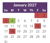 District School Academic Calendar for Murray Adult Transition for January 2027