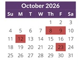 District School Academic Calendar for Murray Adult Transition for October 2026