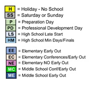District School Academic Calendar Legend for Antelope Hills Elementary