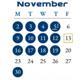 District School Academic Calendar for Centennial Elementary School for November 2026