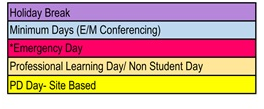 District School Academic Calendar Legend for Napa Valley Alternative School