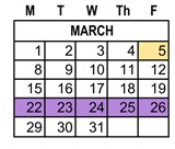 District School Academic Calendar for Napa Valley Alternative School for March 2027
