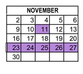 District School Academic Calendar for Napa Valley Alternative School for November 2026