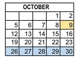 District School Academic Calendar for Napa Valley Alternative School for October 2026