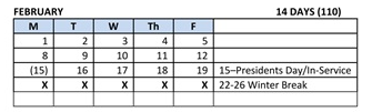 District School Academic Calendar for Bicentennial Elementary School for February 2027