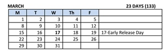 District School Academic Calendar for Bicentennial Elementary School for March 2027