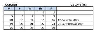 District School Academic Calendar for Bicentennial Elementary School for October 2026