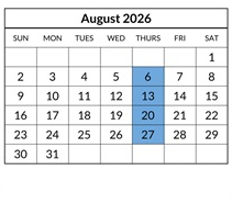 District School Academic Calendar for Kimball Elementary for August 2026