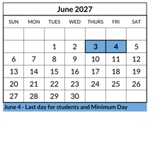 District School Academic Calendar for Kimball Elementary for June 2027