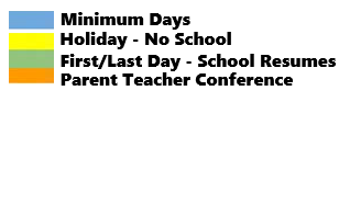 District School Academic Calendar Legend for Kimball Elementary