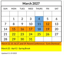 District School Academic Calendar for Kimball Elementary for March 2027