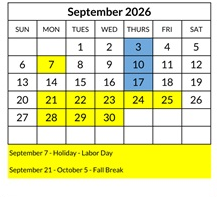 District School Academic Calendar for Kimball Elementary for September 2026